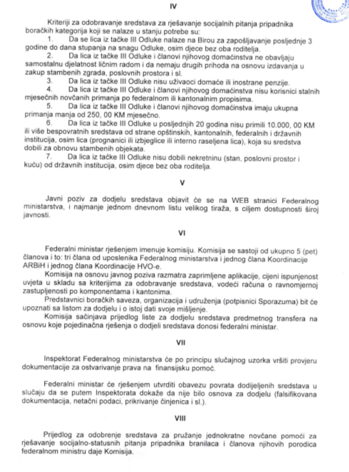 Javni poziv za podnošenje zahtjeva za dodjelu jednokratne pomoći za rješavanje socijalno statusnih branitelja i članova njihovih obitelji