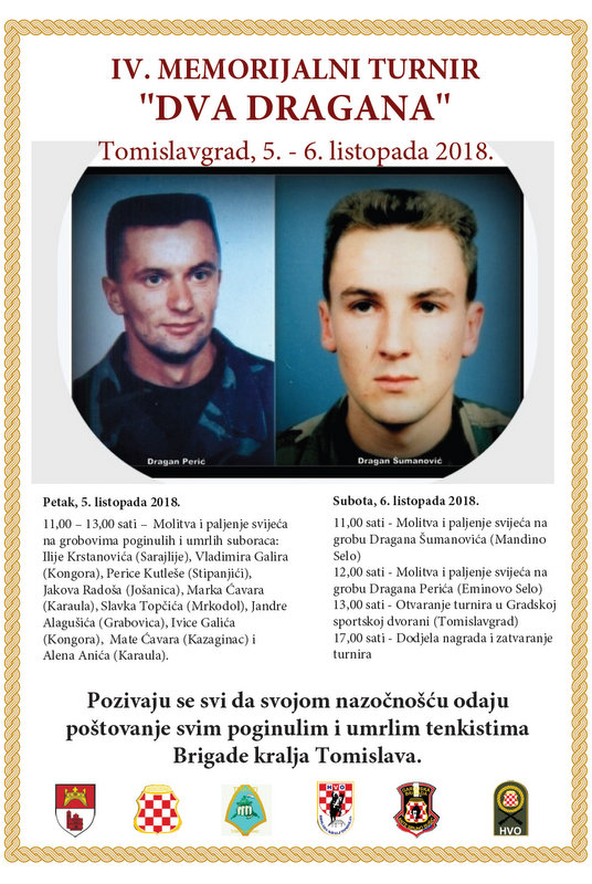 NAJAVA: IV. Memorijalni turnir “Dva Dragana” u Tomislavgradu