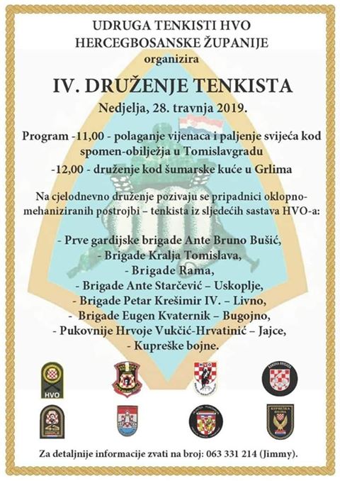 NAJAVA: Udruga tenkisti HVO HBŽ organizira IV.druženje tenkista u Tomislavgradu