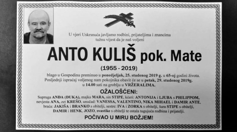 OSMRTNICA / Anto Kuliš pok. Mate