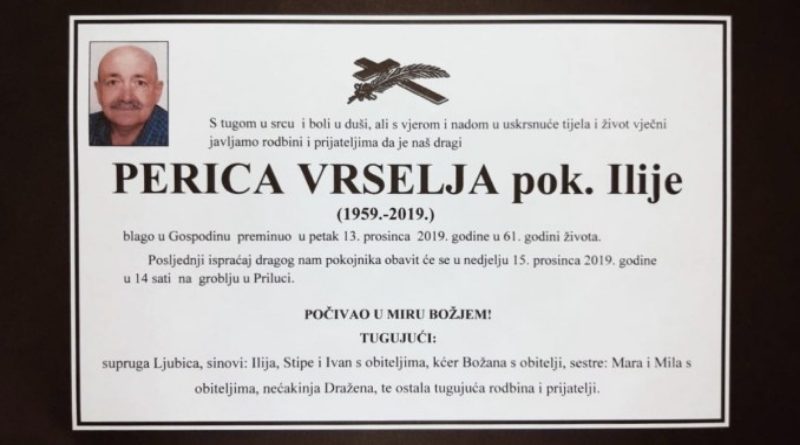 OSMRTNICA / Perica Vrselja pok. Ilije