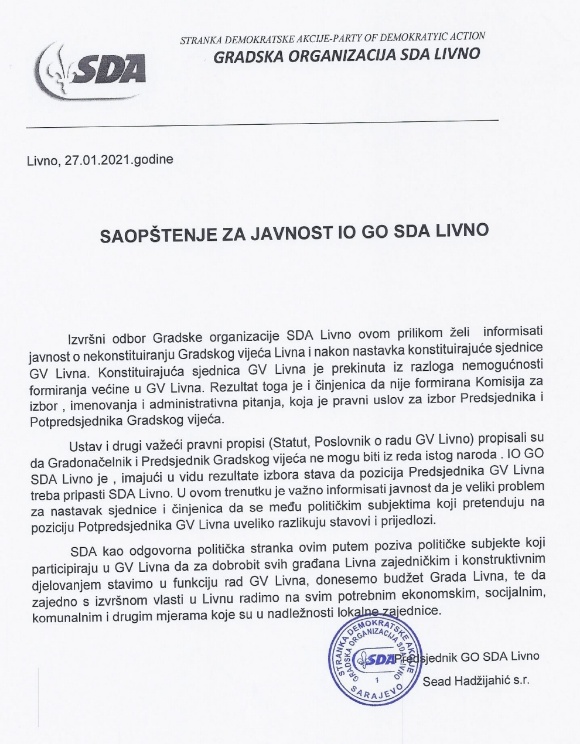 Sead Hadžijahić tvrdi da mu pripada pozicija Predsjednika GV