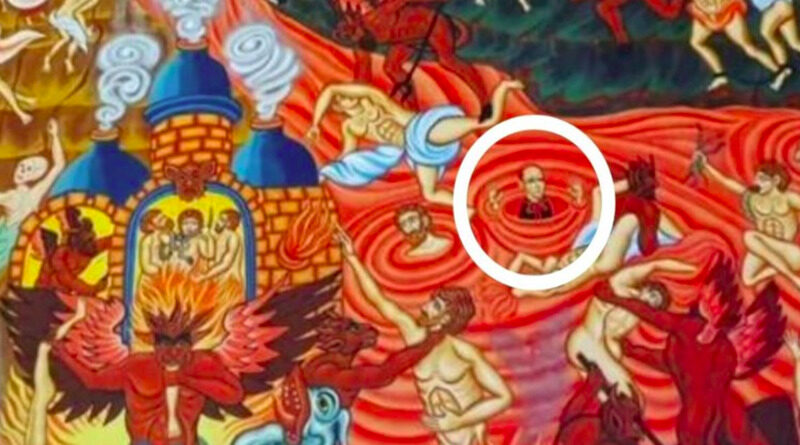 U pravoslavnoj crkvi u Srbiji nacrtan Stepinac kako gori u paklu