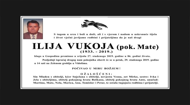 OSMRTNICA: ILIJA VUKOJA (POK. MATE)