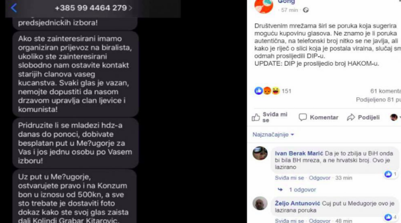 Ako je i od GONG-a neozbiljno je: Objavljujemo poruku koja je po nama utjecala na mnoge birače za vrijeme glasovanja, a skrivanje identiteta osobe koja je to objavila je neozbiljno
