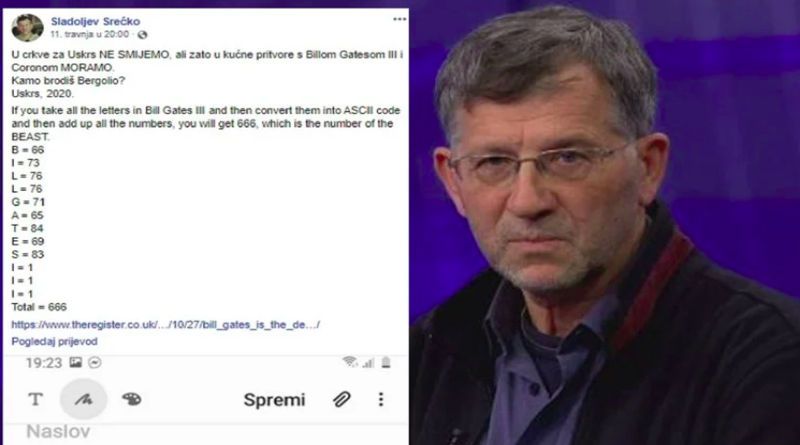 Sladoljev iz Imunološkog: Zbroj slova Bill Gates = 666