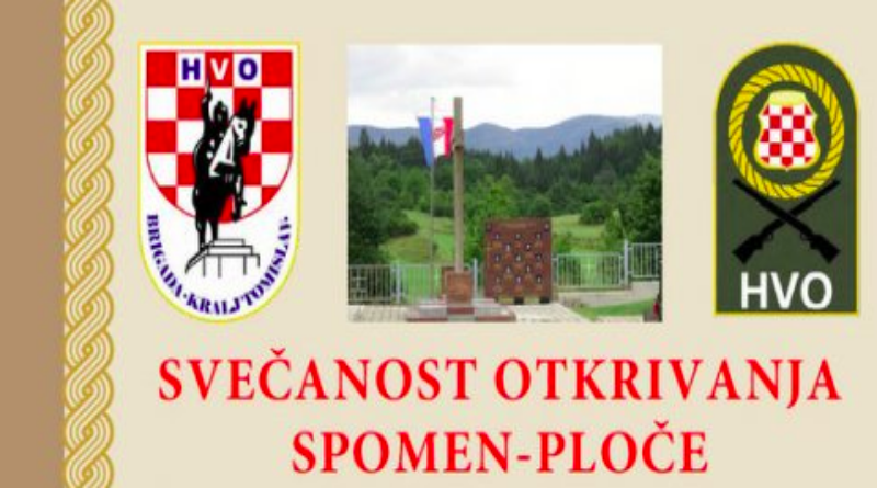 PIDRIŠ: Otkrivanje spomen-obilježja stradalim pripadnicima Brigade kralja Tomislava 20. rujna