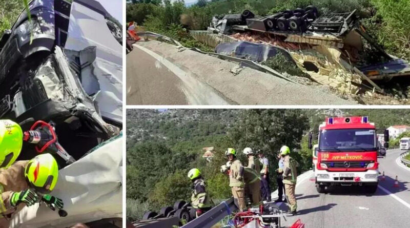 Sletjeli s ceste pa ostali zarobljeni u kabini kamiona: Prebačeni u bolnicu u Mostar