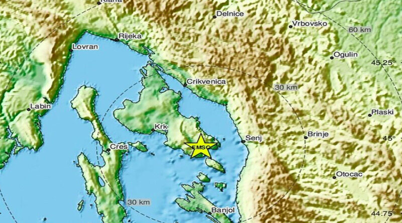 Potres na Krku magnitude 4.8 po Richteru