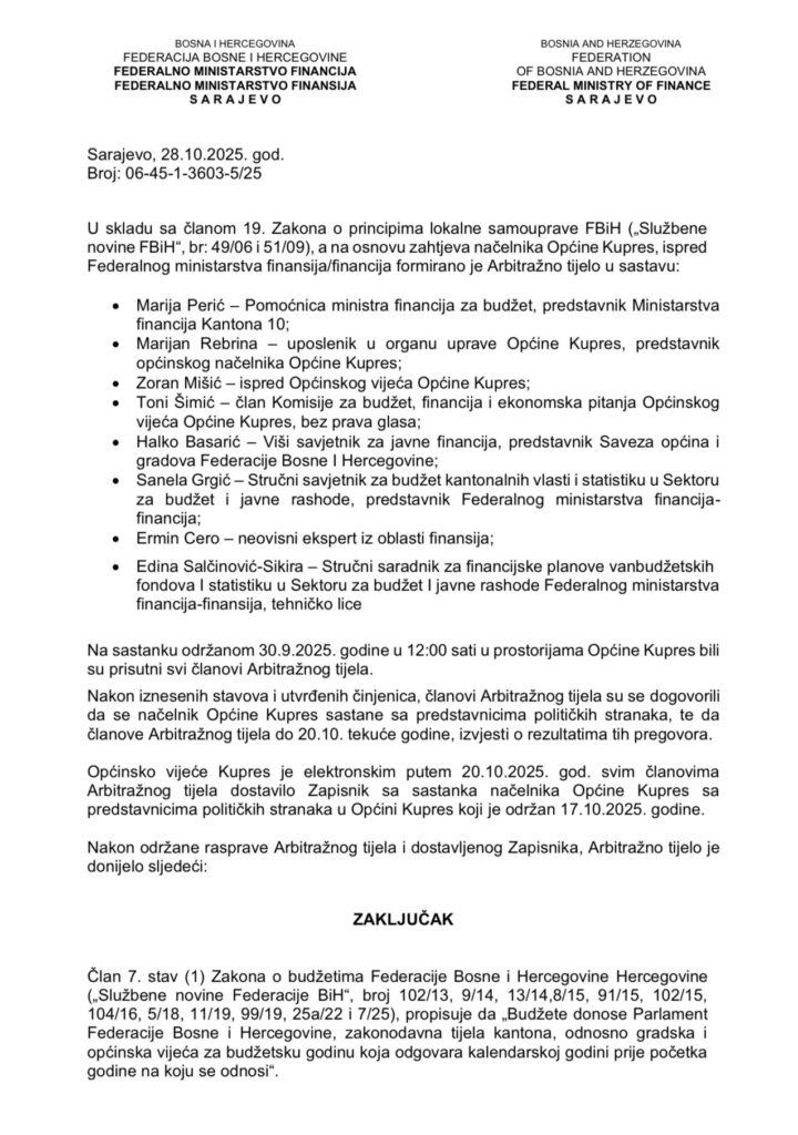 Općinsko vijeće Kupres obranilo zakonitost proračuna