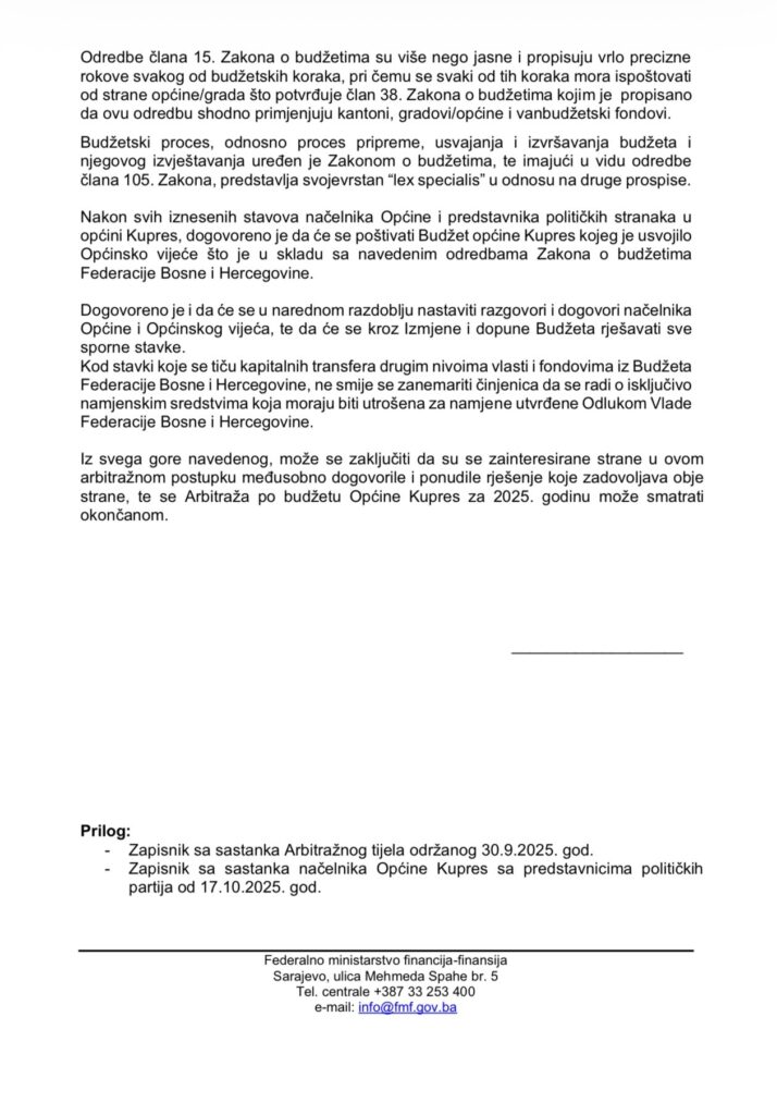 Općinsko vijeće Kupres obranilo zakonitost proračuna