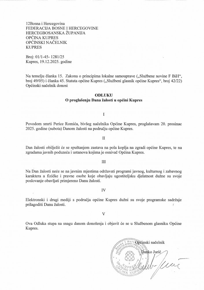 OBAVIJEST O SMRTI: Preminuo je Perica Romić (1984. – 2025.)